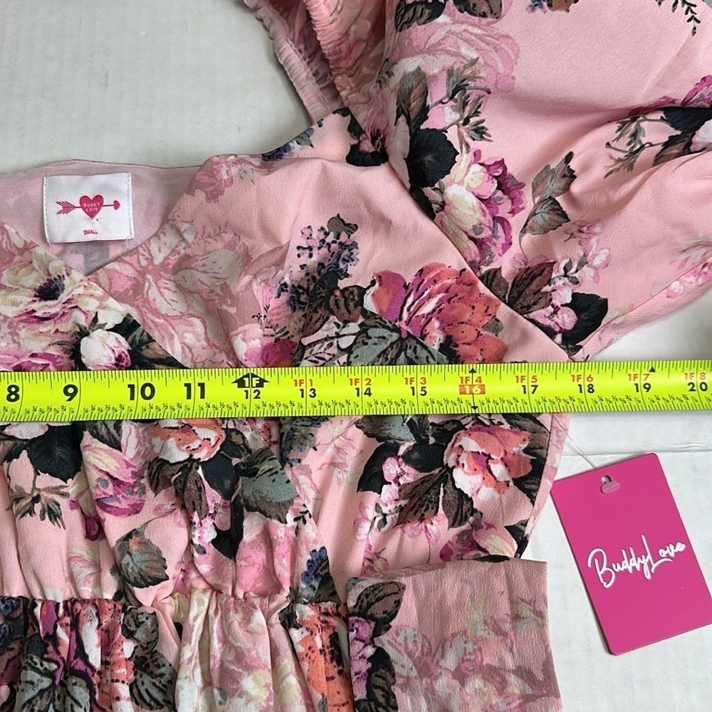 Buddy Love Cottagecore Puff Sleeve Pink Floral Maxi Long Dress Size Small NWT - Picture 11 of 12